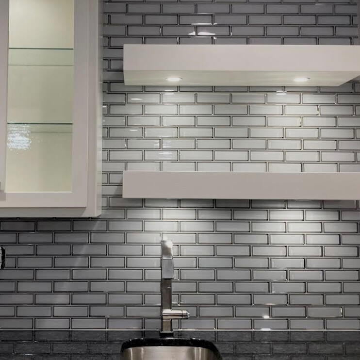 Subway Glass Tile Bar Backsplash